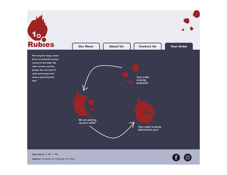 One Hundred Rubies restaurant web design