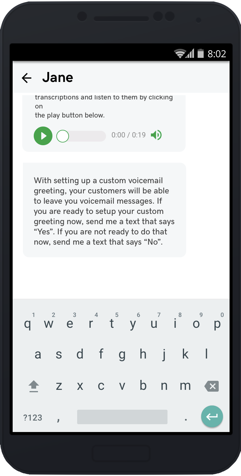 Option to set up voicemail