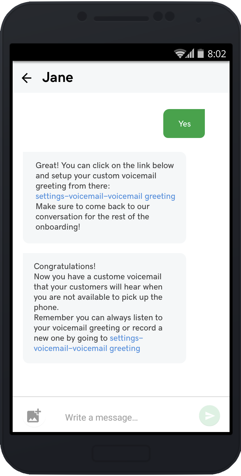 Chat UI with actions