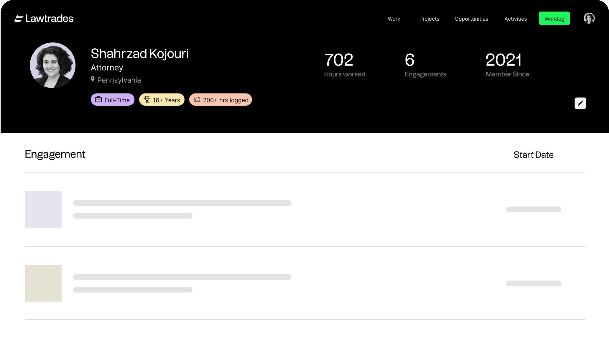 LawTrades User Profile